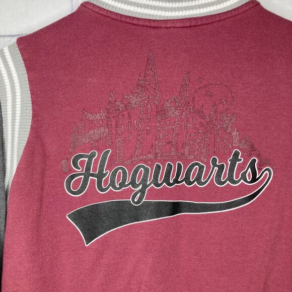 Harry Potter Hogwarts Juniors Maroon Varsity Sweater Jacket Size Large - Picture 11 of 12